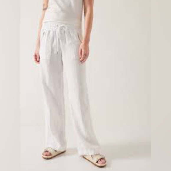 NWT Athleta Cabo linen wide leg pants size 6 white - Picture 1 of 3